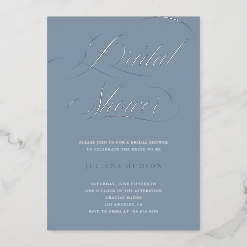 Real Silver Foil Script Bridal Shower Invite