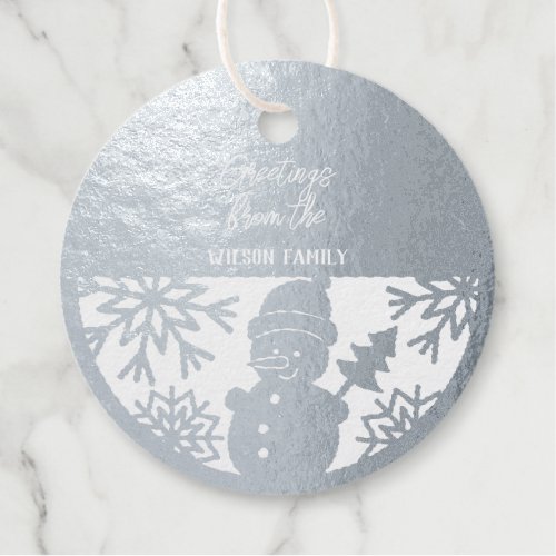 Real Silver Foil Snowman Foil Favor Tags