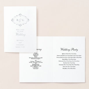 Real Silver Foil Wedding Order of Service Program