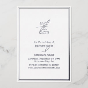 Real Silver Foil White Wedding Save the Date Foil Invitation
