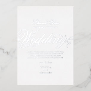 Real Silver Foil White Wedding Thank You Foil Invitation