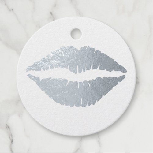 Real Silver Lips Foil Favor Tags