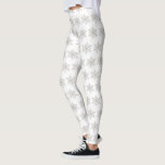 Real Silver Snowflake Pattern Leggings<br><div class="desc">This chic leggings feature awhite background with patterns of faux silver glitter snowflakes. Change the background colors and personalize it for your needs. You can find matching products at my store.</div>