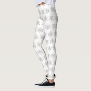 Real Silver Snowflake Pattern Leggings