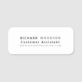Real Simple Minimalist White Business Name Tag