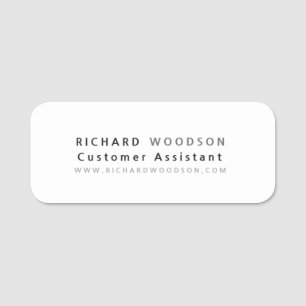 Real Simple Minimalist White Business Name Tag