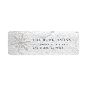 Real Snow & Silver Snowflake Address Label