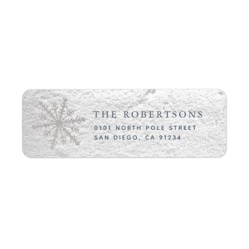Real Snow  Silver Snowflake Address Label