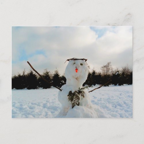 Real snowman photo  postcard