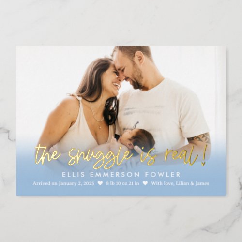 Real Snuggle Foil Fun Baby Birth Announcement