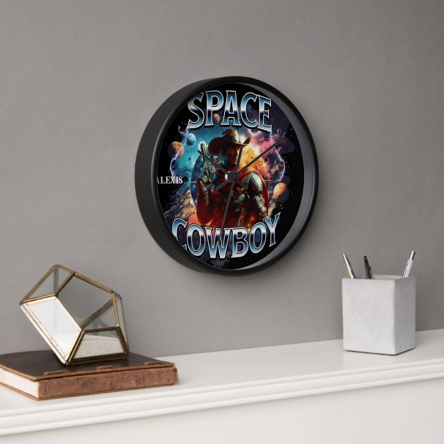Real Space Cowboy In Outer Space Clock (Office)