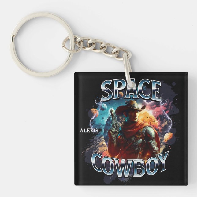 Real Space Cowboy In Outer Space Keychain (Front)