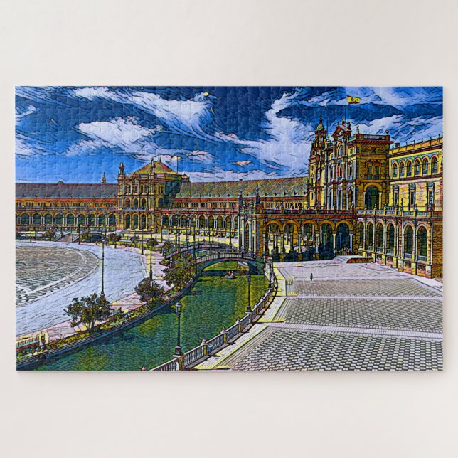 Real Spain- Plaza De Espana Jigsaw Puzzle (Horizontal)