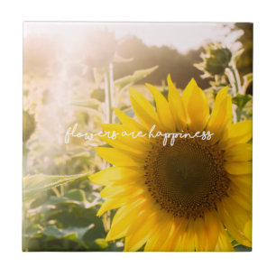 Real Sunflower Photo Field Flowers Are Happiness Ceramic Tile