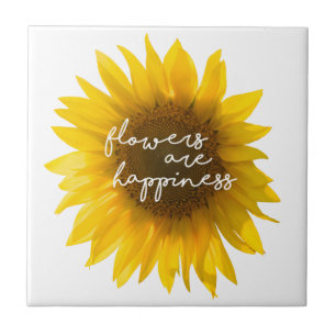 Real Sunflower Photo Field Flowers Are Happiness Ceramic Tile