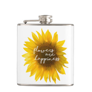 Real Sunflower Photo Field Flowers Are Happiness Flask