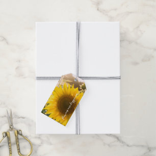 Real Sunflower Photo Field Flowers Are Happiness Gift Tags