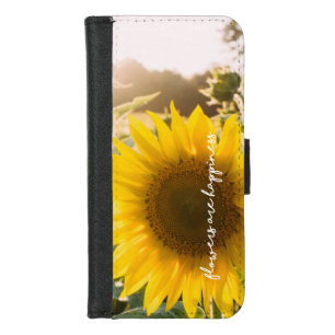 Real Sunflower Photo Field Flowers Are Happiness iPhone 8/7 Wallet Case