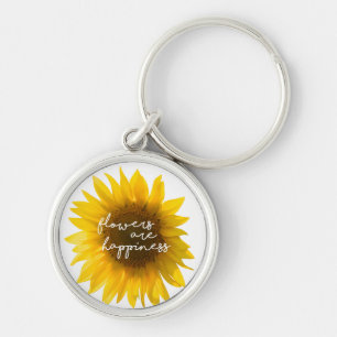 Real Sunflower Photo Field Flowers Are Happiness Keychain