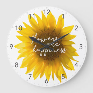 Real Sunflower Photo Field Flowers Are Happiness Large Clock