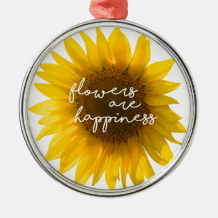 Real Sunflower Photo Field Flowers Are Happiness Metal Ornament