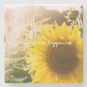 Real Sunflower Photo Field Flowers Are Happiness Stone Coaster