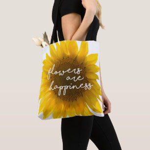 Real Sunflower Photo Field Flowers Are Happiness Tote Bag