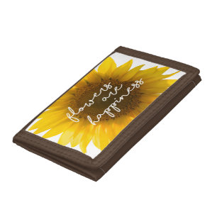 Real Sunflower Photo Field Flowers Are Happiness Tri-fold Wallet