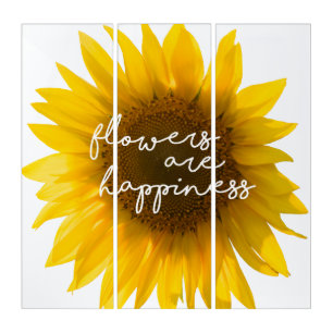 Real Sunflower Photo Field Flowers Are Happiness Triptych