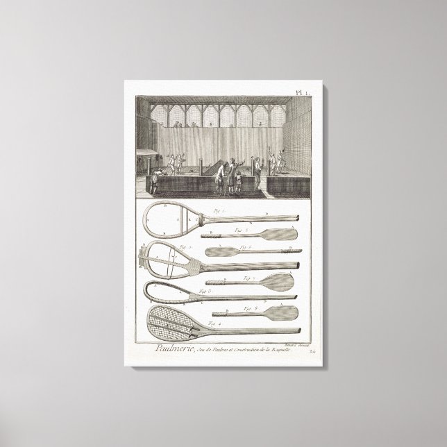 Real tennis and the construction of racquets, from canvas print (Front)