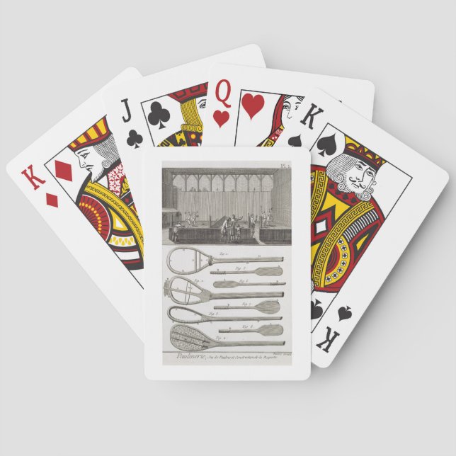Real tennis and the construction of racquets, from poker cards (Back)