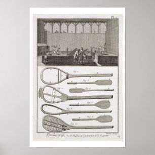 Real tennis and the construction of racquets, from poster