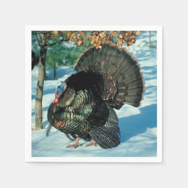 Real Turkey Christmas Thanksgiving Winter Xmas Napkins (Front)