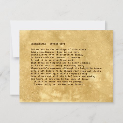 Real Typewriter Shakespeare Sonnet 116 CXVI Invitation