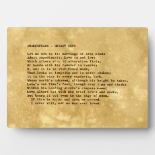 Real Typewriter Shakespeare Sonnet 116 (CXVI) Plaque