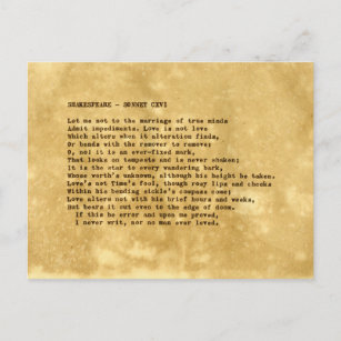 Real Typewriter Shakespeare Sonnet 116 (CXVI) Postcard