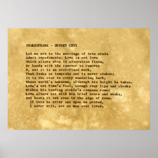 Real Typewriter Shakespeare Sonnet 116 (CXVI) Poster