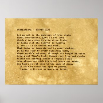 Real Typewriter Shakespeare Sonnet 116 (cxvi) Poster by Hakonart at Zazzle