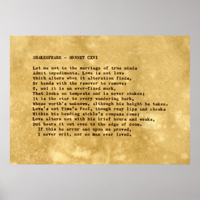 Real Typewriter Shakespeare Sonnet 116 (CXVI) Poster (Front)