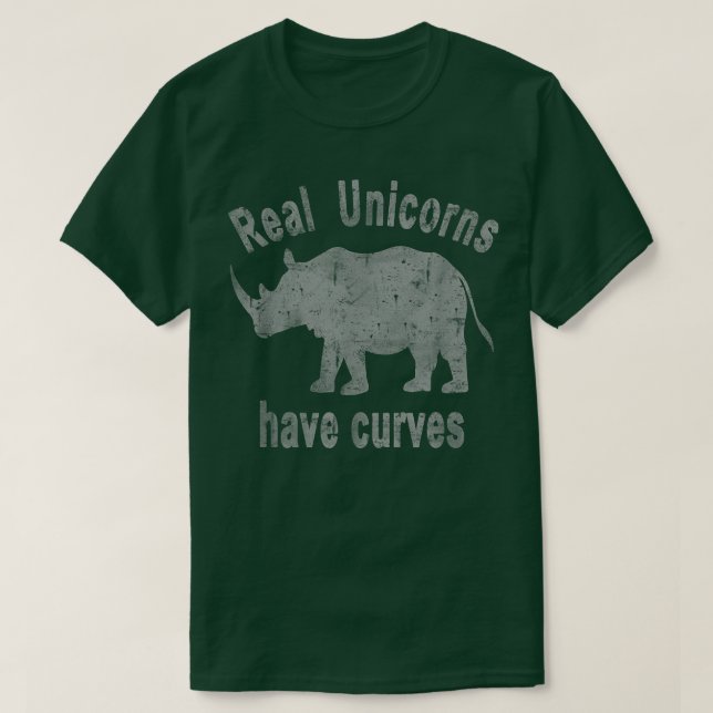 Real Unicorns Have Curves Distressed Graphic Tee  (Design Front)