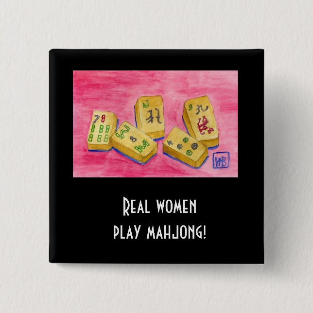 Real Women Play Mahjong Button (Front)