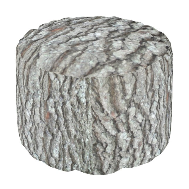 Real Wood Camouflage Oak Tree Bark Camo Pouf (Angled Front)