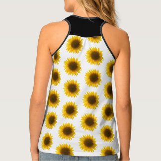 Real yellow sunflower photo pattern tank top