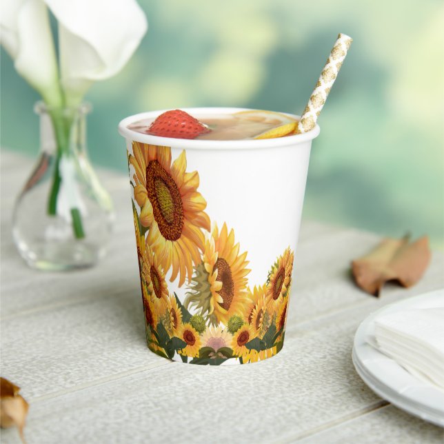Real Yellow Sunflowers  Mug Paper Cups (Insitu)