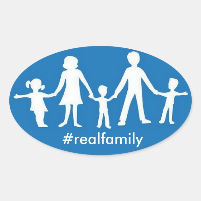 #realfamily Oval Sticker w/traditional values (Front)