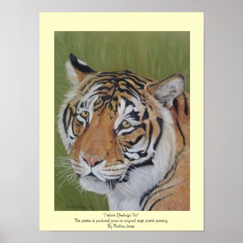 realist art wildlife painting of big cat tiger poster