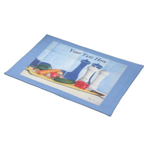 realist still life art picure of mixed vegetables cloth placemat