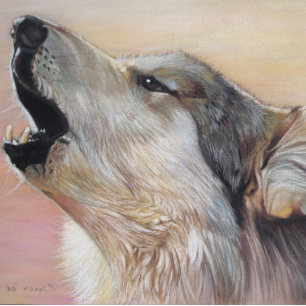 realist wildlife painting of a gray wolf howling jigsaw puzzle