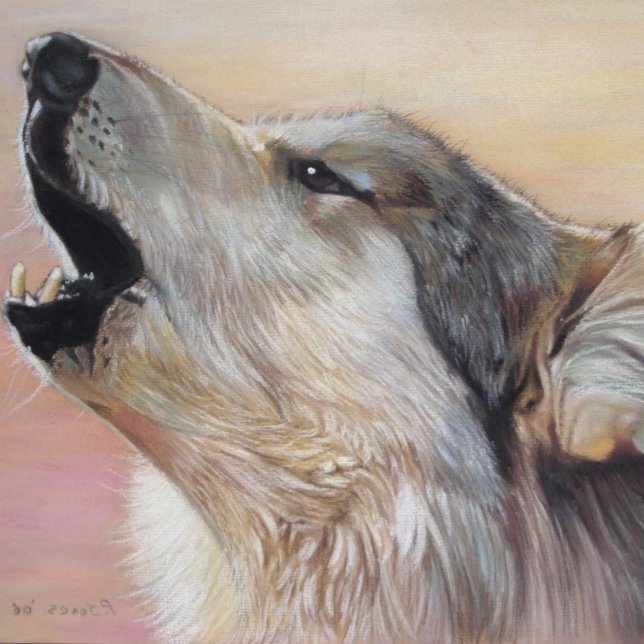 realist wildlife painting of a gray wolf howling jigsaw puzzle (Creator Uploaded)