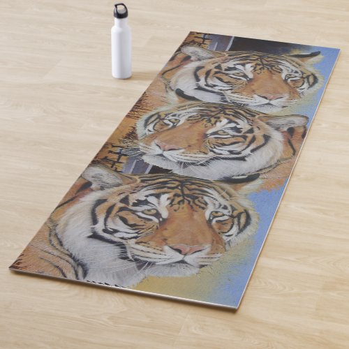 realist wildlife portrait of tiger big catYoga Mat